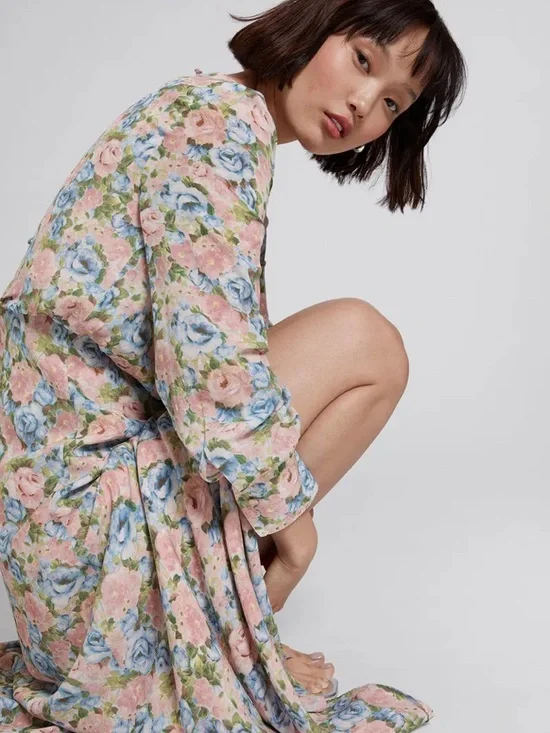 & Other Stories Printed Side Slit Maxi Dress in Pastel Floral - Picture 5 of 5